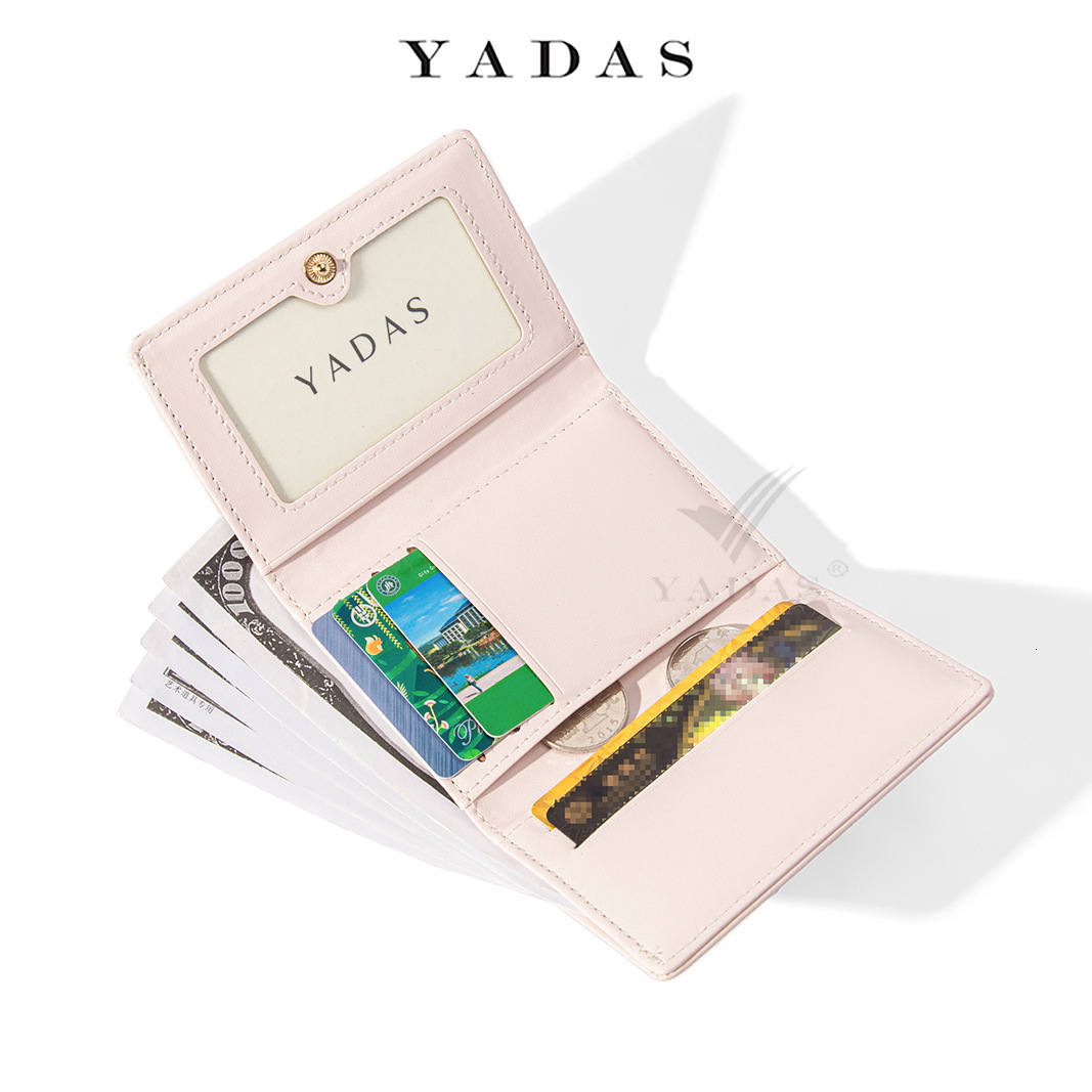 Cute Female Designer Card Bag With Shiny Texture Hardware Short Pocket Wallet