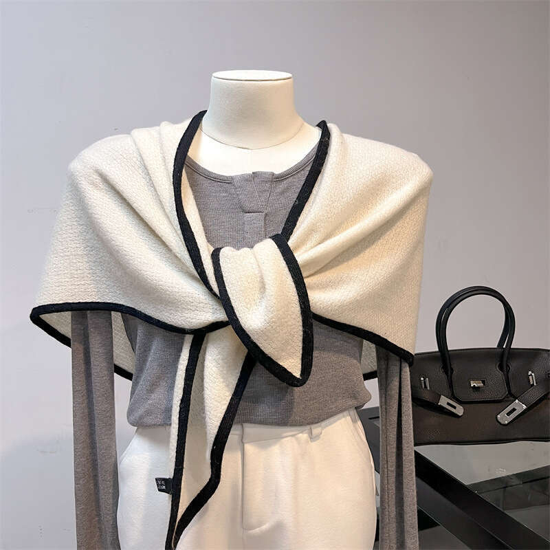 100% wool shawl autumn and winter knitted women's multi series method neck protection triangle scarf knotted camisole