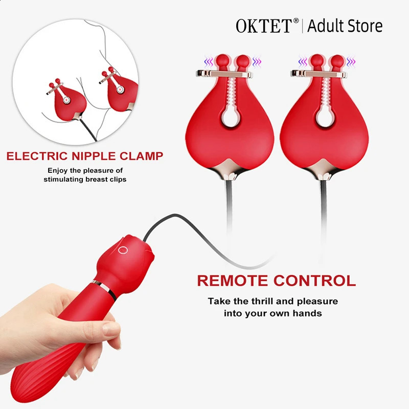 Electric Nipple Clamp Breast Massage Vibrator 10 Modes AV Adult Stimulator Sex Toys For Women Couples Female 241105
