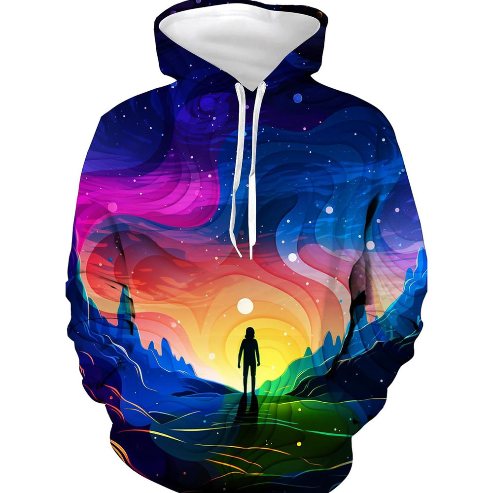 Hoodie for Mens Womens Neutral 3D Galaxy Hoodie Novelty Hoodie Sportswear Colorful Pattern Long Sleeve Hoodie with Large Pocket Graphic Cool and cool
