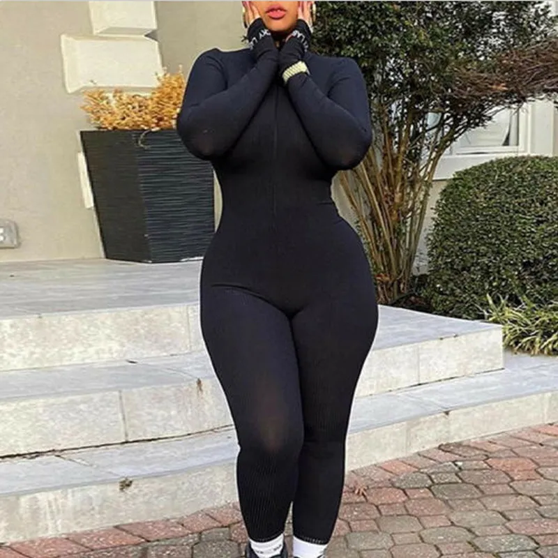 Women's Jumpsuits Rompers Fashion Womens Playsuit Solid Color Slim High Neck Ruffles Bodycon Long Sleeve Jumpsuit Office Romper Trous fashion coa