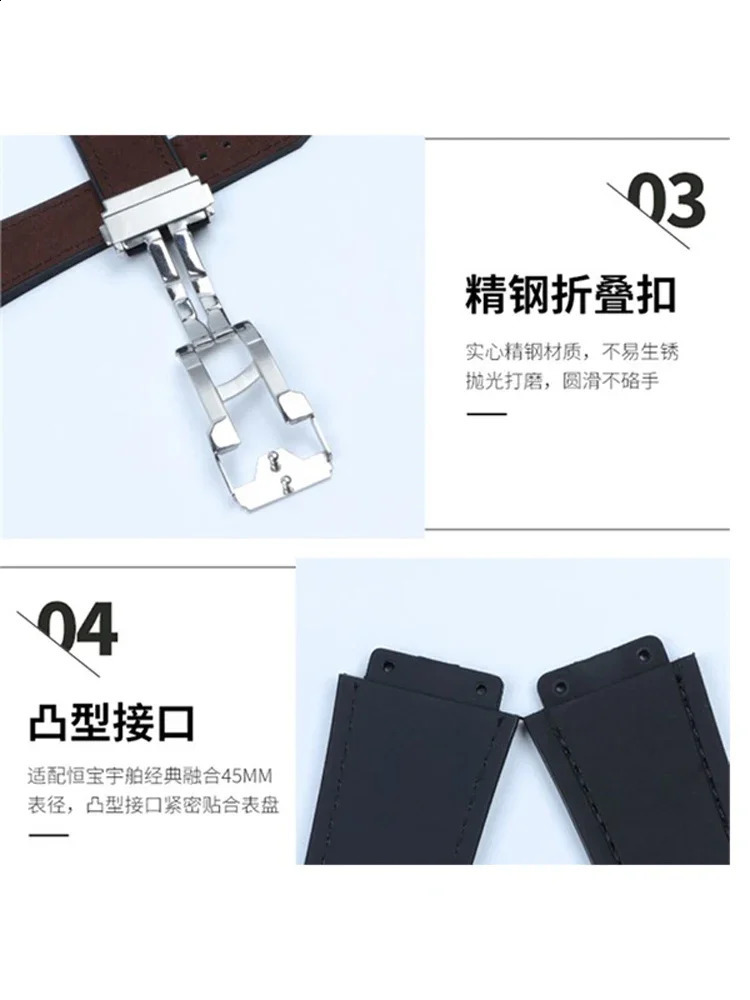 For Hublot Yubo Frosted Cowhide Watch Band Screw Port Accessories Modified Integrated Big Bang Strap 26x19mm Clasp 241105