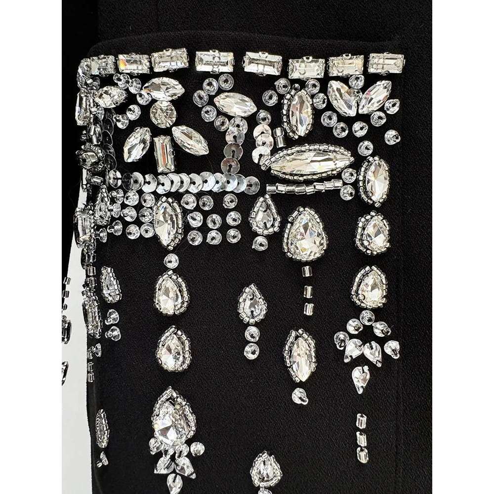 Brand Women's Latest Designer Fashionable Women's Sleeveless Collar Rhie Dias Beaded Suit, Fashionable Evening Dress, Formal Dress, Party Dr