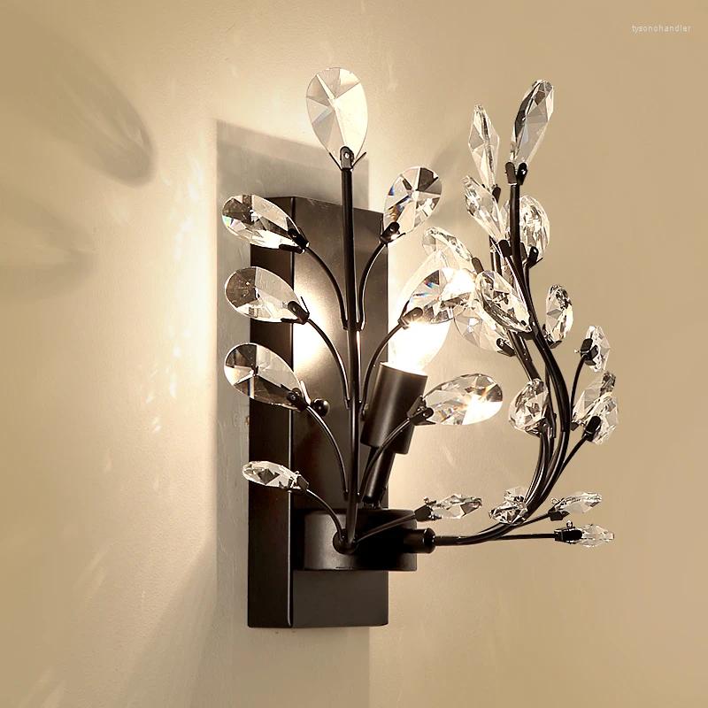Lamps Wall OUFULA Modern Crystal Lamp American Countryside LED Creative Living Room Bedroom Corridor Home Decoration Light