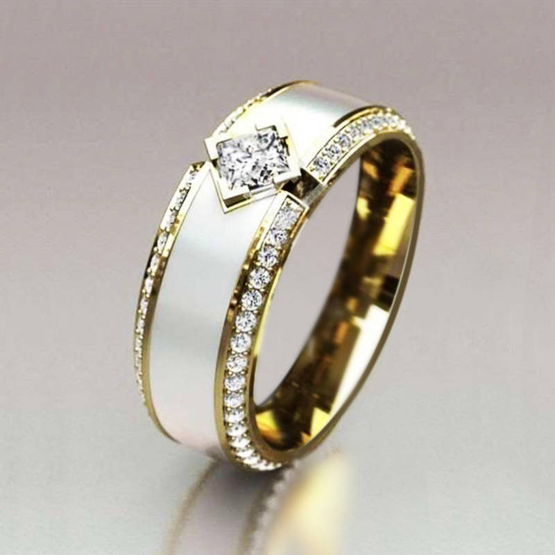 Choucong Elegant Wedding Rings Vintage Jewelry 18k Gold Fill Princess Cut White Cubic Zircon CZ Diamond Eternity Women Wedding Band Ring Gift Fashion 