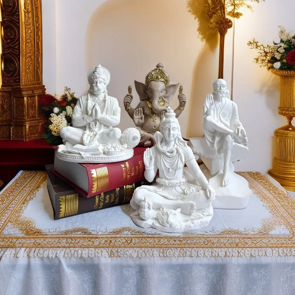 Resin Indian Ganesha Shiva God Statue Sai Baba of Shirdi Sculpture Lord Hanuman Hindu Buddha Religious Fengshui Home Decor 241105