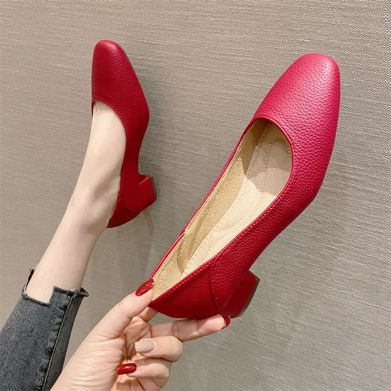 Square Toe Low Order For Women, Spring 2023 New Korean Version, Shallow Mouthed, Simple, Soft Leather, Comfortable, Niche Scoop Shoes