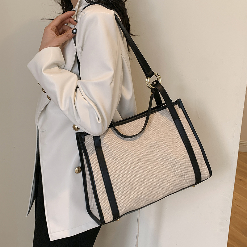 New designer women's large capacity casual shoulder armpit new canvas contrasting handbag fashion bag