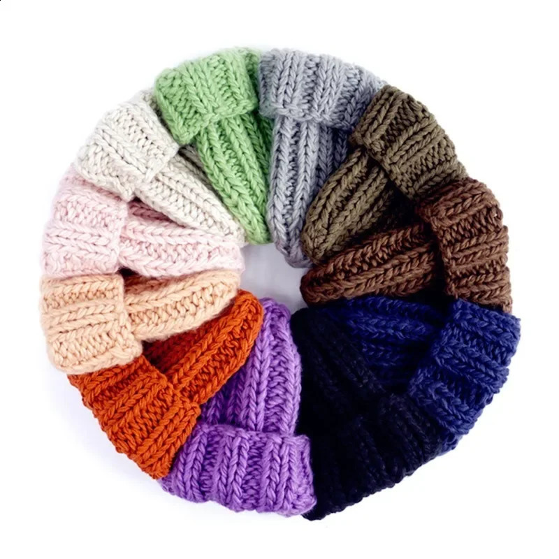 Women Winter Knitted Beanies Hat Thick Soft Warm Coarse Large Solid Female Ice Ski Bonnet Skullies Cap 241105