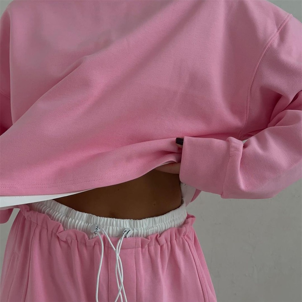 Autumn Sport Two For Fake Two-Piece Hoodies Sets Womens 2 Piece Pullover Women Loose Set