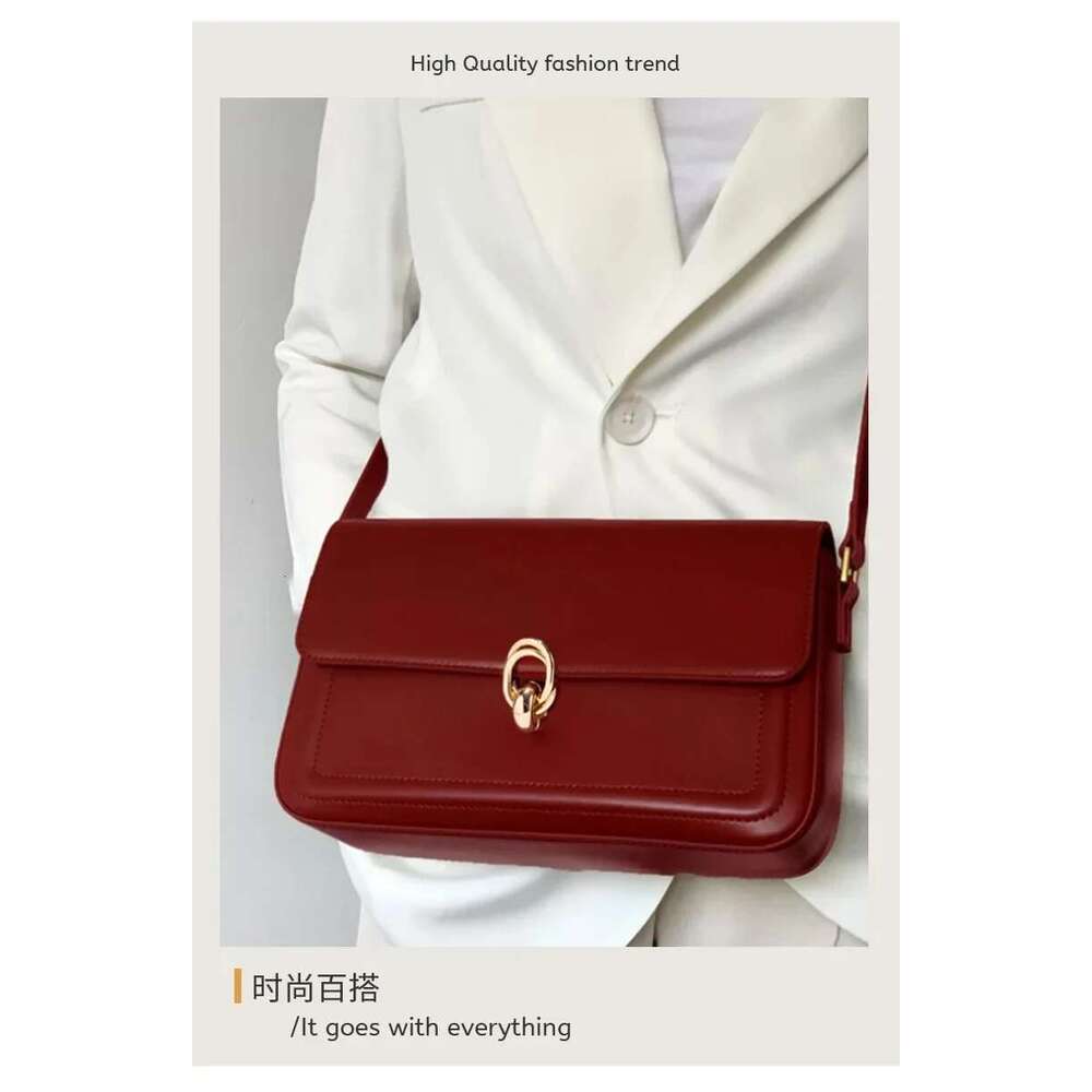Designer Bag High End, Fashionable, Light Luxury, Red Small Square Bag, New Year's Wedding Bag, Trendy Retro Single Shoulder Underarm Bag
