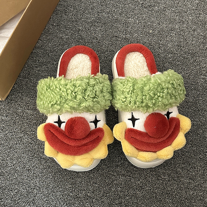 Autumn and Winter New Fashion Clown Baotou Outerwear Casual Hairy Slippers Size36-45.
