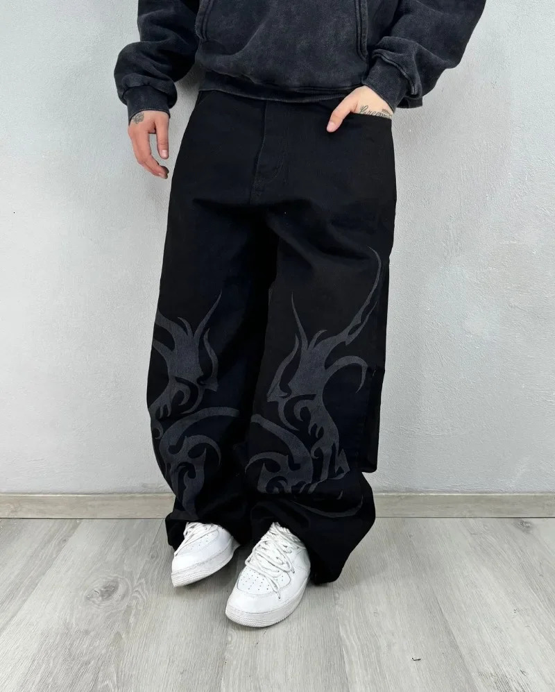 American Street Retro Personality Washed Highwaisted Jeans Men Y2k Haruku Hiphop Rock Casual Oversized Wideleg Pants Women 241104