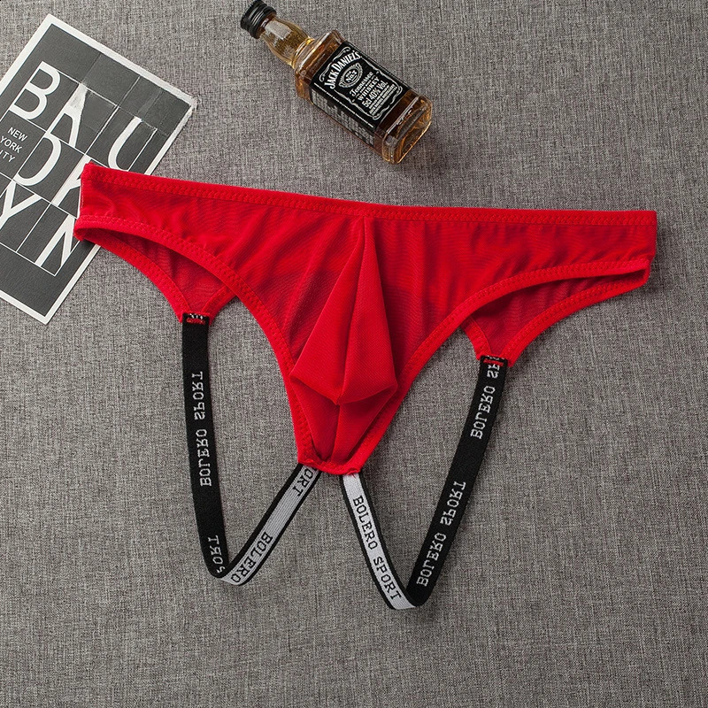 Men Sexy Briefs Jockstrap U Pouch Man Low Waist Panties Thongs Mesh Underpants Gay GSrting Convex Mens Underwear 241105