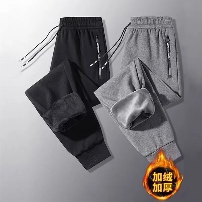 Winter Thickened Waterproof and Windproof Cotton Pants Jogger Men Baggy Casual Sherpa Trousers Boy Clothes Sweatpants Hose 241104