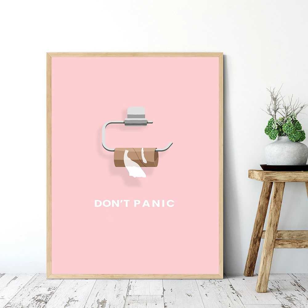 Minimalist Dont Panic Please Quotes Toilet Paper Canvas Painting Pink Wall Art Poster Print Pictures Bathroom Home DecorationXJ241104