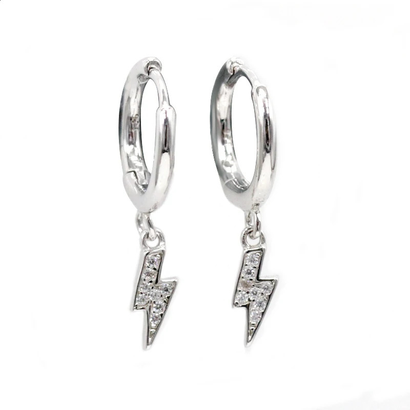 S925 Silver Gothic Lightning Earrings Pendant Earrings Lightning Pendant Punk Cool Y2K Gift Recommendation for Men and Women 241105