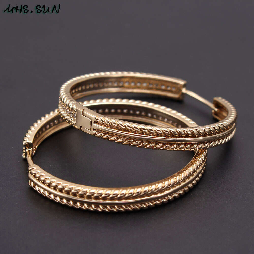 MHS.SUN Trendy AAA Zircon Jewelry Hoop For Women Fashion Gold Color CZ Crystal Earrings Party Accessories Dropship