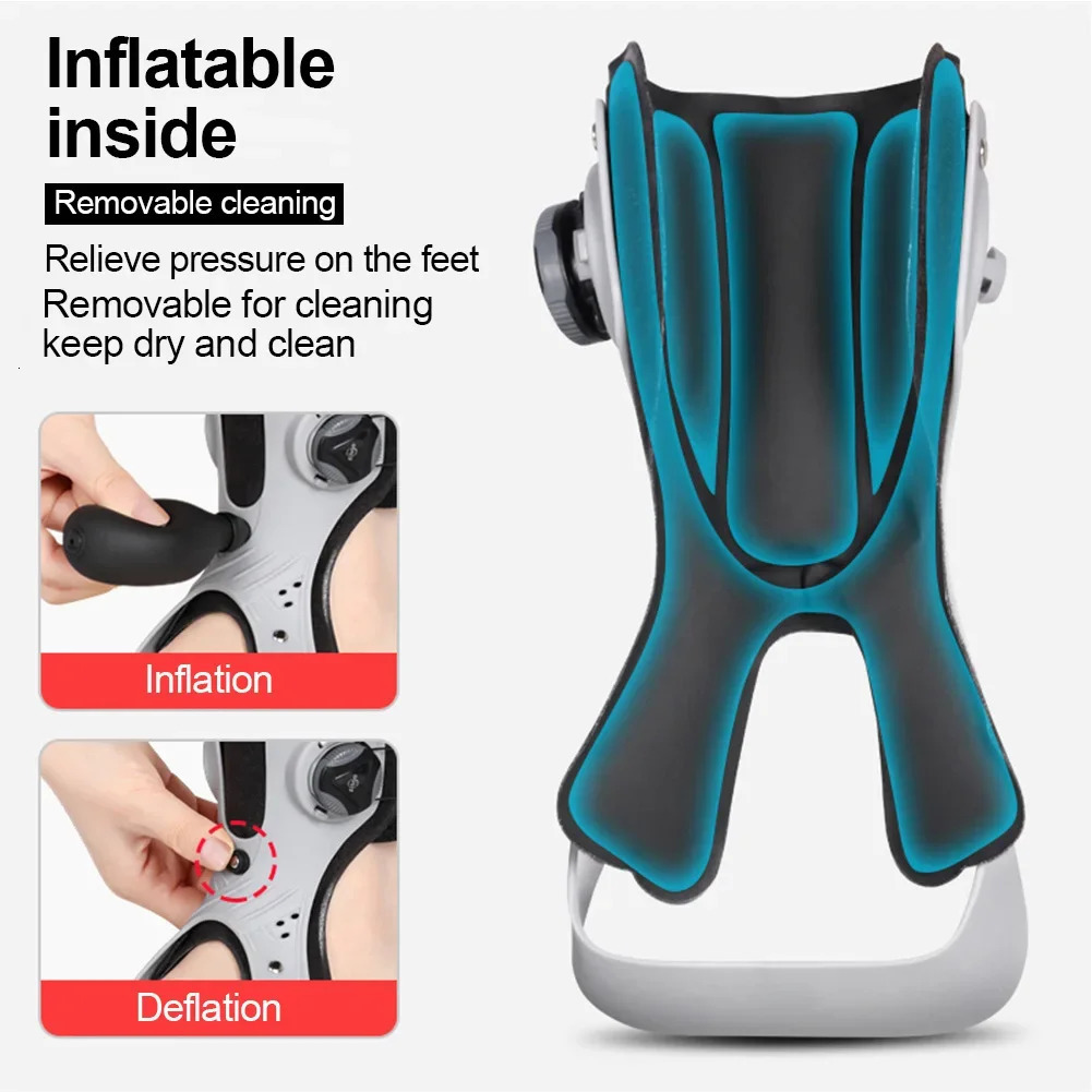 Orthopedic ankle support with straight leg brace equipped with comfortable inflatable airbags suitable for walking with half shoulder straps and sneak