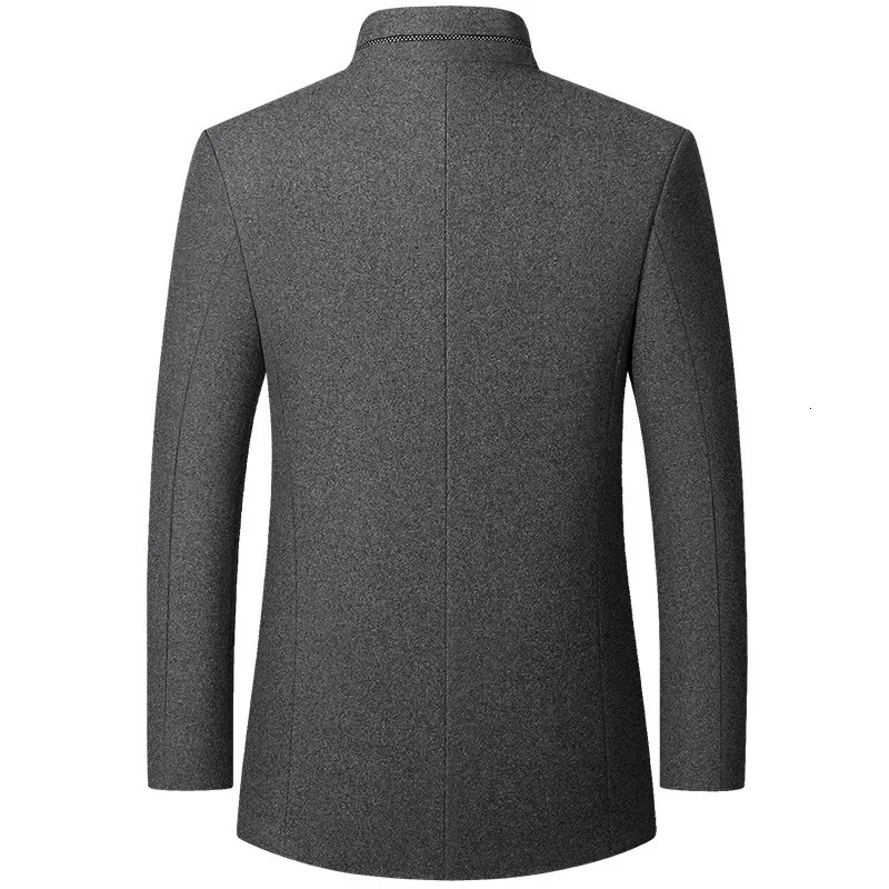 Winter Mens Wool Jacket High-quality Stand Collar Wool Blends Trench Coat Male Business Casual Wool Trench Jackets Men Clothing 241104