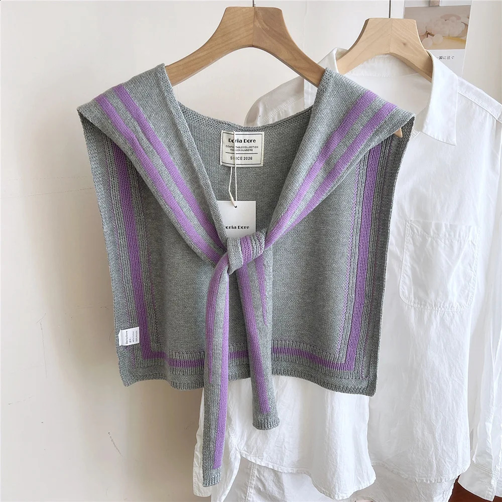 Poncho Cloak Korean Airconditioned Rooms Knitted Shawl Womens Spring and Autumn Cross Fashion Wrap Solid Scarf 241105