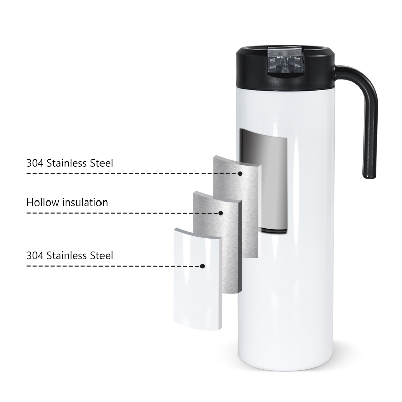 sublimation 12oz 15oz 20oz straight Tumbler with straw lids black handle Stainless Steel Tumbler Vacuum Insulated Cups