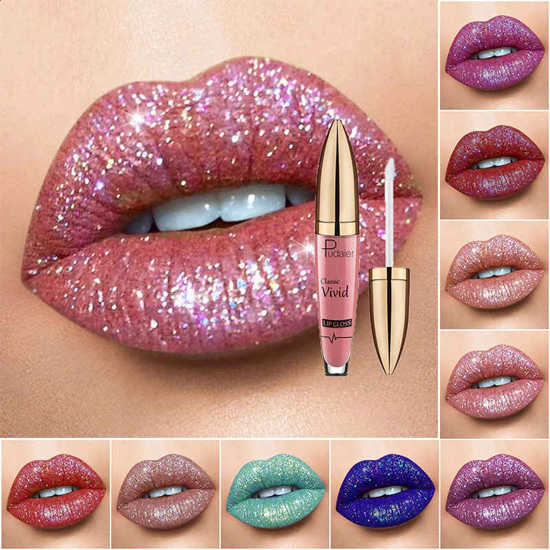 18 Color Matte To Shiny Glitter Liquid Lipstick Shiny Lip Gloss Diamond Waterproof Long Lasting Pearl Lipgloss Women Lip Makeup 241105