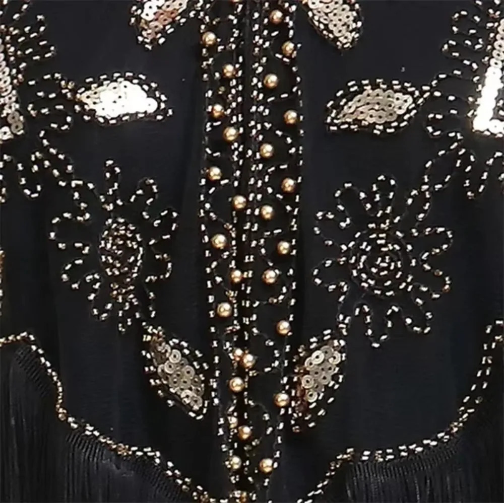 Summer Sequins Tassels Poncho Women Coat Party Outfits Cape Mesh Jacket Ladies Cloak Shawls Casaco Outerwear Wraps Woman Clothes 241105
