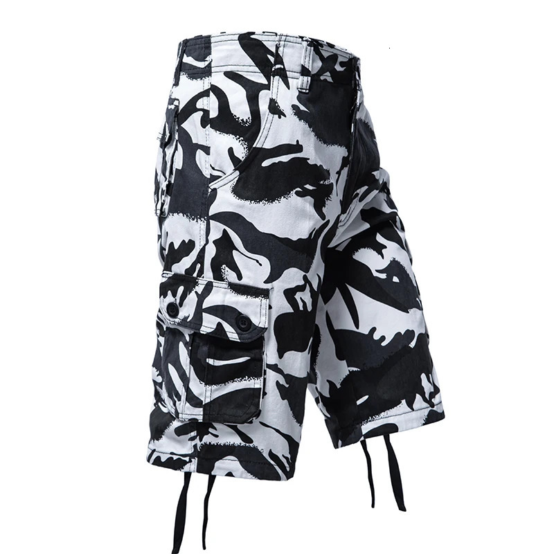 Camo Shorts Men Camouflage Cargo Short Pants Loose Casual Outdoor Sports Half Side Pocket Hiking 240322