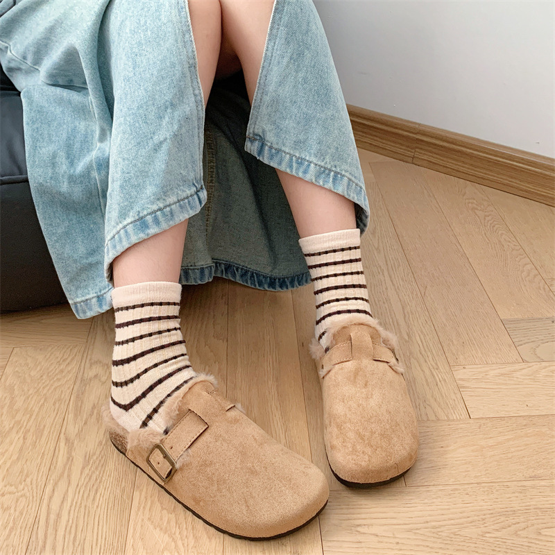 2024 New Outdoor Leisure Designer Slippers Flat Toe Half Slippers Fashion Women's Warm Fur Indoor And Outdoor Slippers, 2024 Autumn And Winter Ne