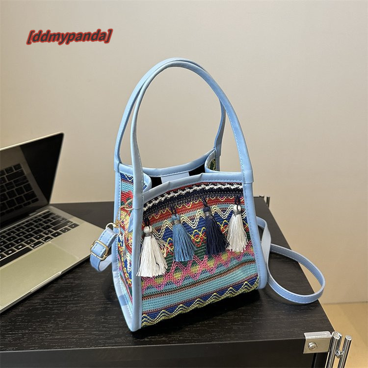 New ethnic style fashion women's handbag, trendy niche design, crossbody bag, tassel French stick bag #15 ddmypanda