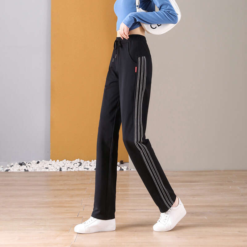 shanshi three stripes pants Spring and Autumn Fashion Side Striped Casual Sports Women's Loose High Street Trendy Brand Straight Tube Three Row B