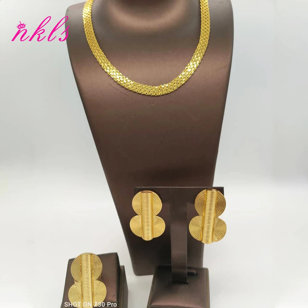 Jewelry Sets For Women Gold Color Chain Earrings Ring Ethiopian The Latest African Nigeria Jewelry Party 241105
