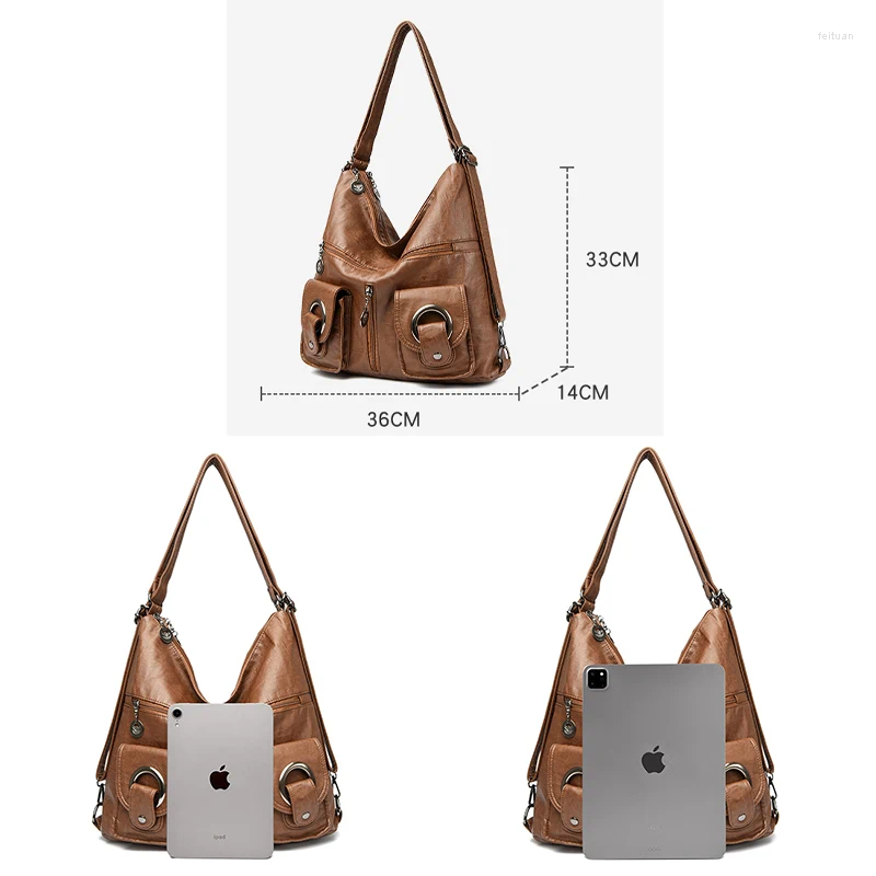 Shoulder Bags High Quality Leather Multi Functional Bag Retro Fashion Women's Backpack Waterproof And Wear Resistant Square Sac