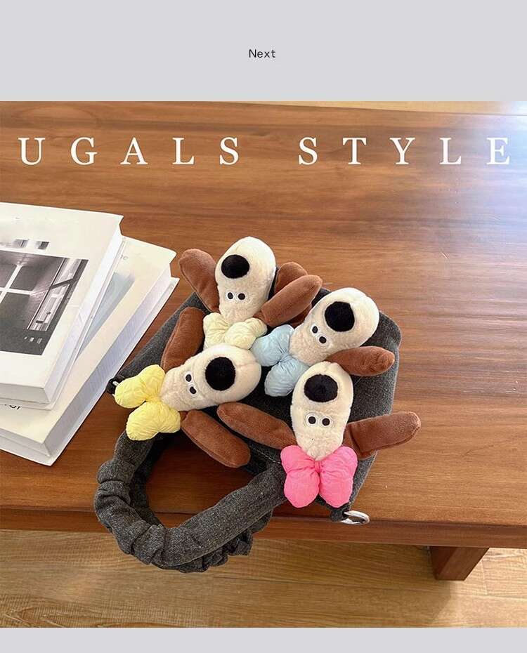 Fashion Cute Plush Toy Doll Denim Bucket Women's Handbag Large Capacity Shoulder Messenger Lady Purse Female Casual Bag