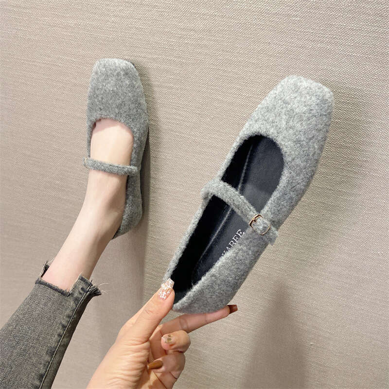 Evening Soft Sole Square Toe Shallow Mouth Single Shoe For Women, Spring 2024 New Style With Flat Bottom Mary Jane Shoes