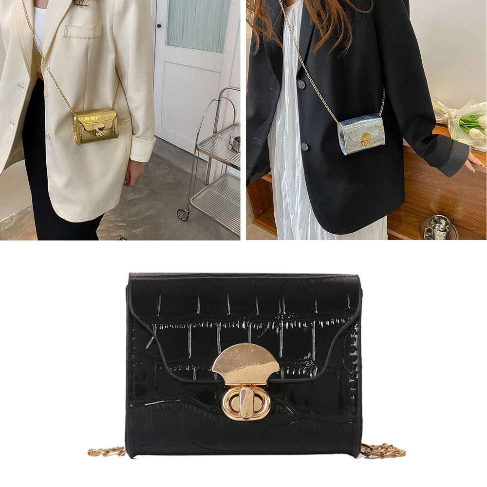 Korean Style Bright Surface Shoulder for Women Fashion Solid Color Crossbody Leather Girl Mini Chain Square Bag Wallet