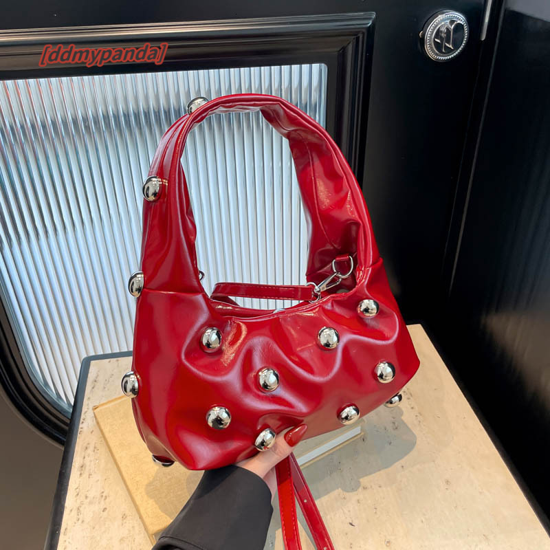 Fashionable and versatile rivet handbag for women 2024 new simple underarm bag, popular single shoulder commuting bag #28 ddmypanda