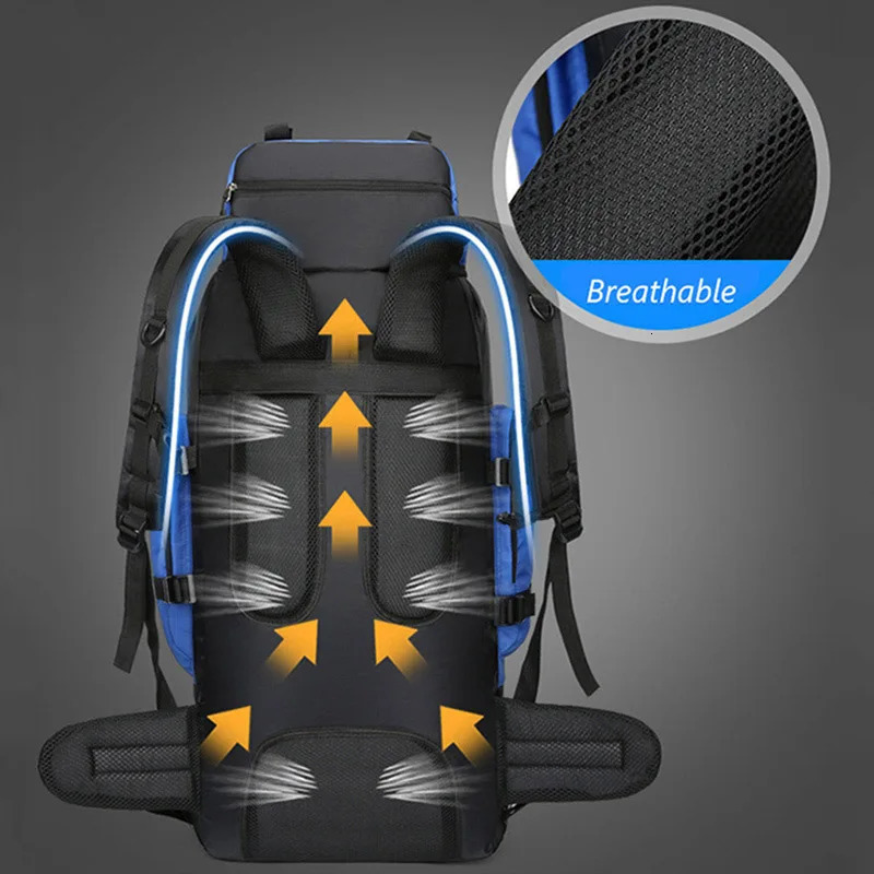 90L Waterproof Hiking Camping Backpack Trekking Bag Rucksack Large Capacity Travel Outdoor Sports Bags Camping Equipment Men 241104