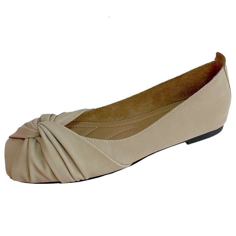 Evening Breeze Gentle Single Grandma Women's Spring/Summer New Korean Edition Shallow Mouth Square Head Comfortable And Versatile Large Flat Shoe