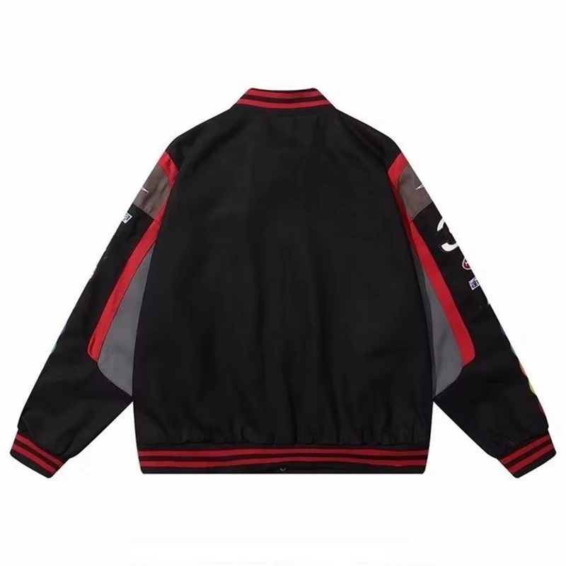 Bomber Jacket Men Women Hip Hop Embroidery Motorcycle Loose Baseball Coat Casual High Quality Street Racing Varsity