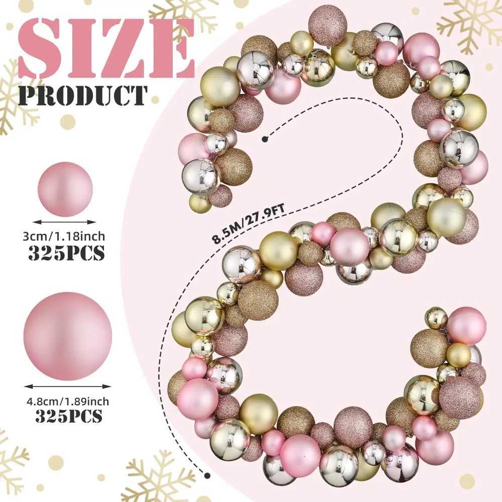 Christmas Ball Garland 27.9 ft Hanging Ornaments Xmas Balls Decorations Glitter Xmas Bulb Garland Christmas Hanging Tree DecoXJ241026