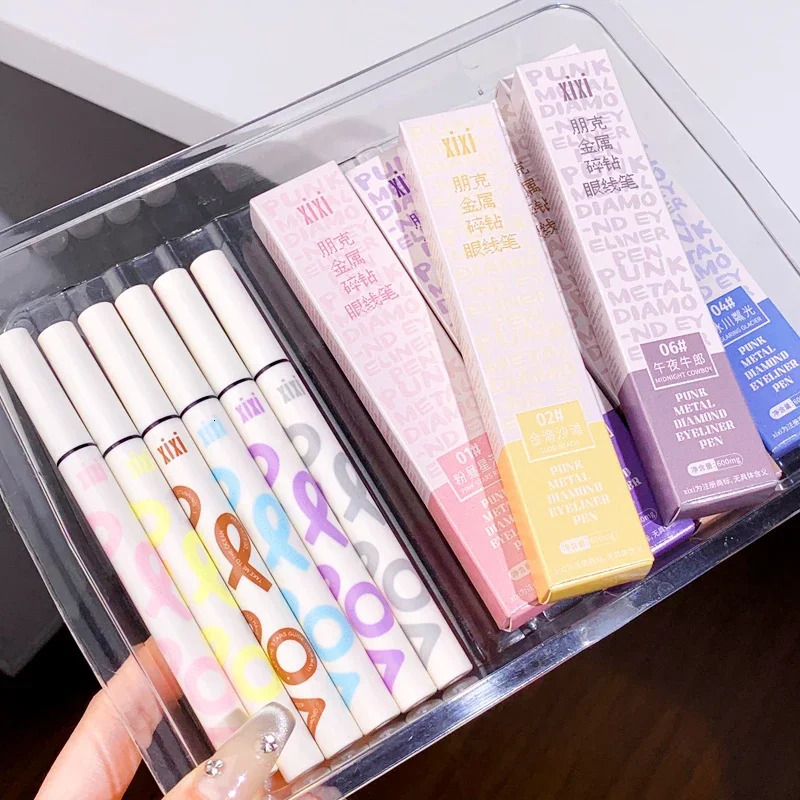 Liquid Aurora Blue Shiny Eye Liner Pen Glitter Phosphorescence Pigment Waterproof Shimmer Sparkling Eyeliners Diamond Eye Makeup 241104