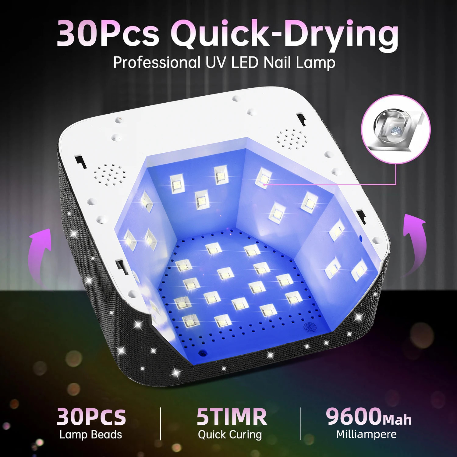 Rechargeable UV LED Nail Lamp for Manicure 30LEDS Gel Polish Drying Machine With Large LCD Touch Professional Smart Nail Dryer 241104