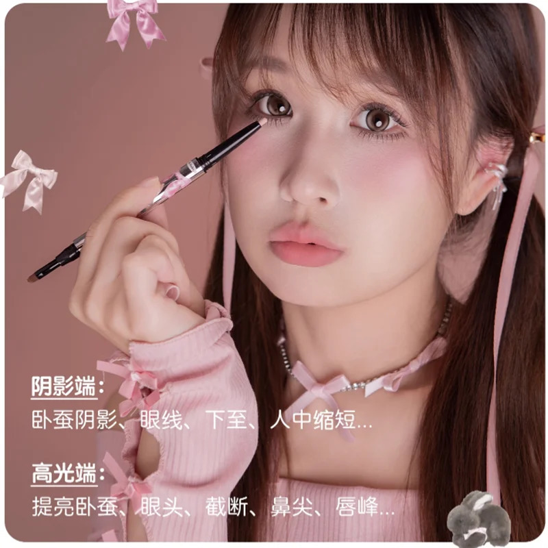 FLORTTE Double Head Horizontal Lying Silkworm Pen Peng Shadow Pencil Matte Shimmer Eyeliner Gel Pen Highlights 241104