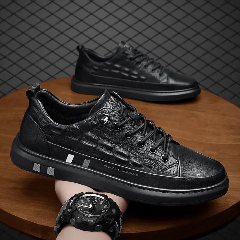 Men's Fashion Casual Shoes:Simple Design 2024 New Trendy Solid Color Versatile Stylish,Black/White,Free shipping 4a73