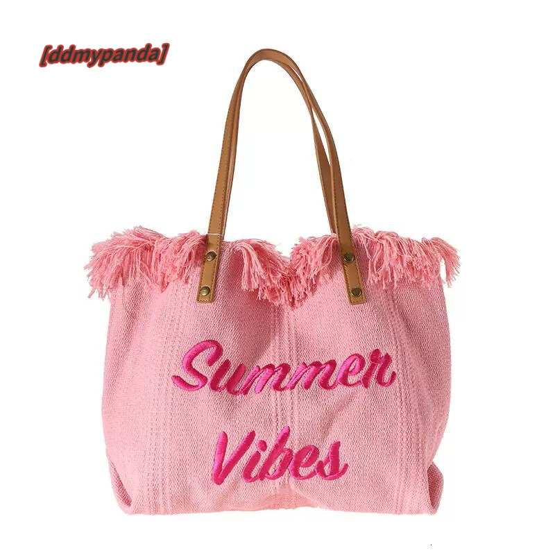 2022 new beach travel tote fashionable and simple tassel mommy large capacity single shoulder bag, trendy #17 ddmypanda
