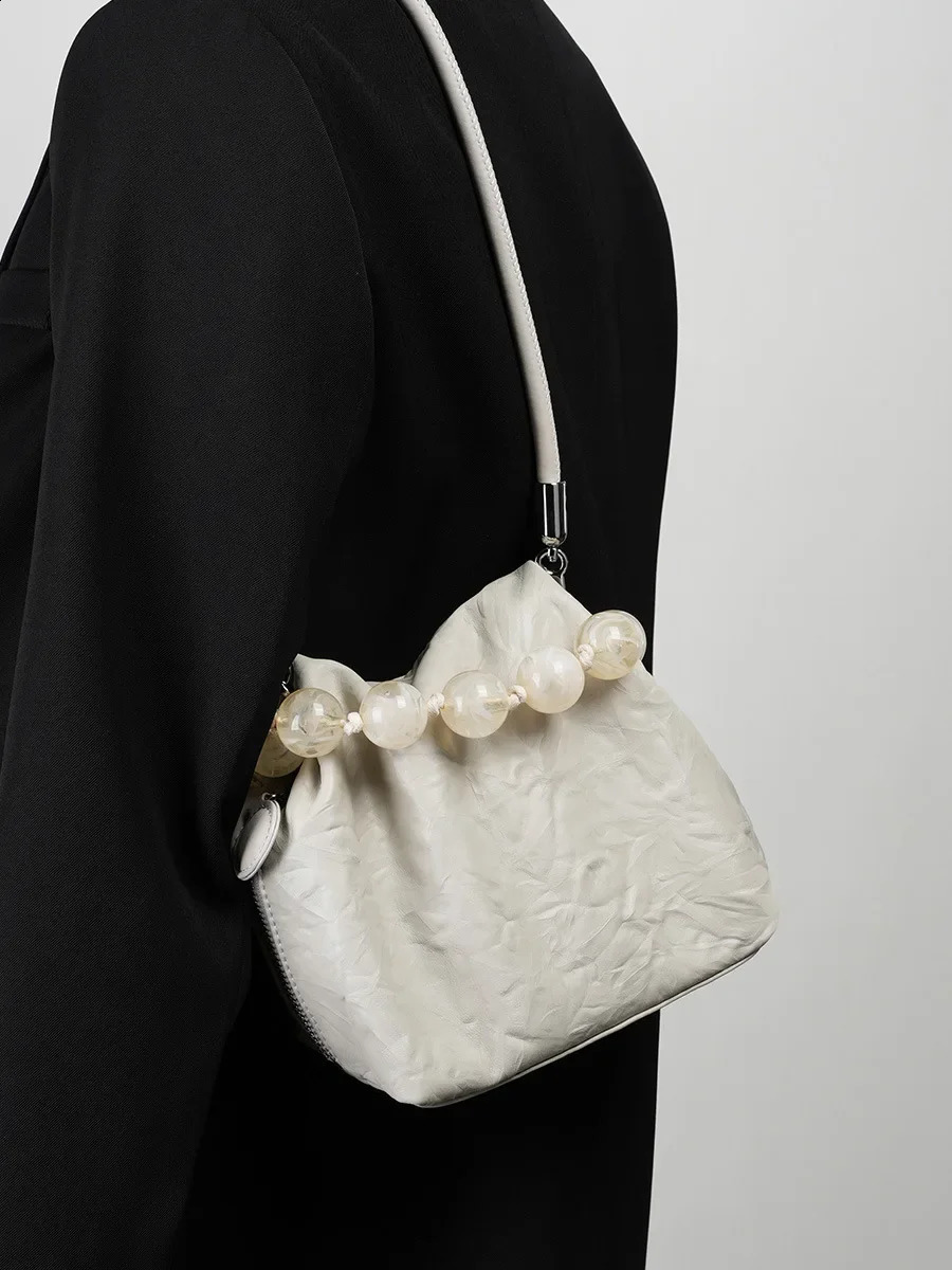 Womens Handbag Soft Leather Small Cross Bag Bead Handbag 241105