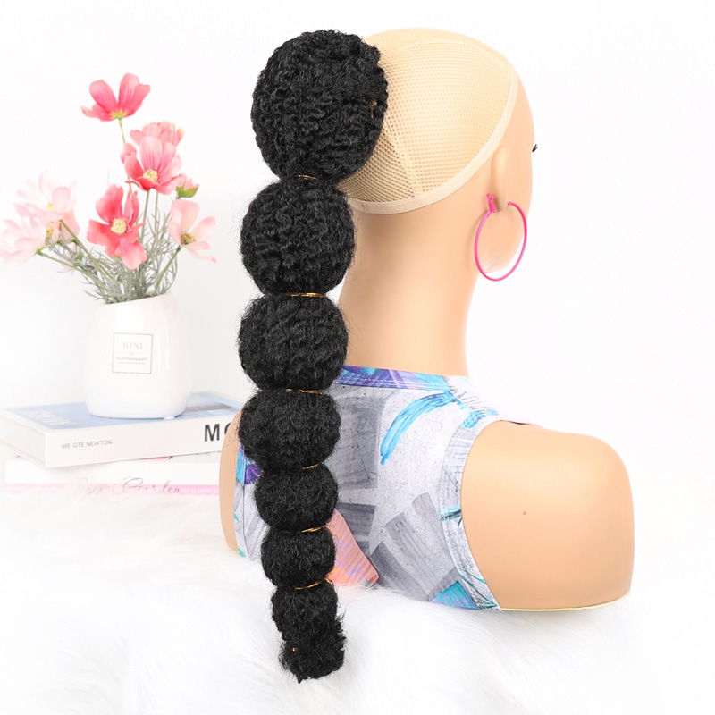 18 Inch Lantern Ponytail Rope Lantern Ponytail Caterpillar Bubble Ponytails Draw Rope Synthetic Hair