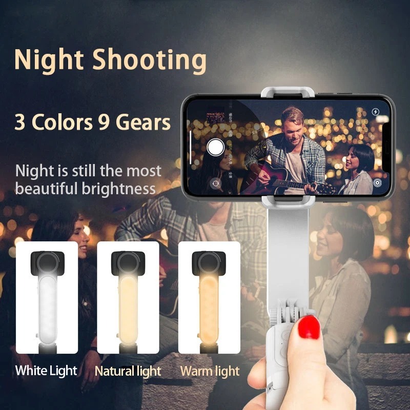 Handheld Stick Gimbal Stabilizer Holder Adjustable Fill Light Selfie Stand Bluetooth Mobile Phone For IPhone Samsung